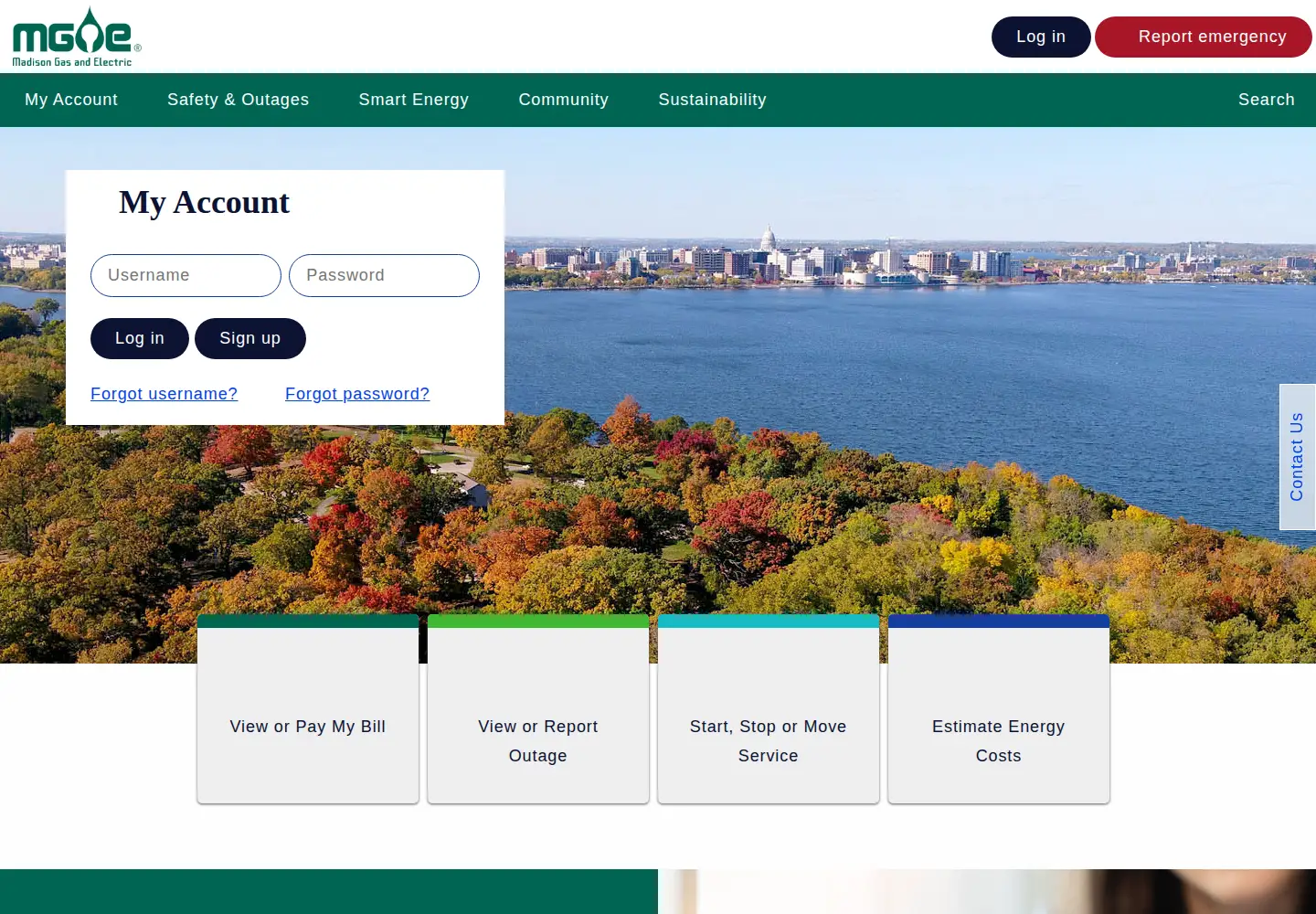 Screenshot of mge.com