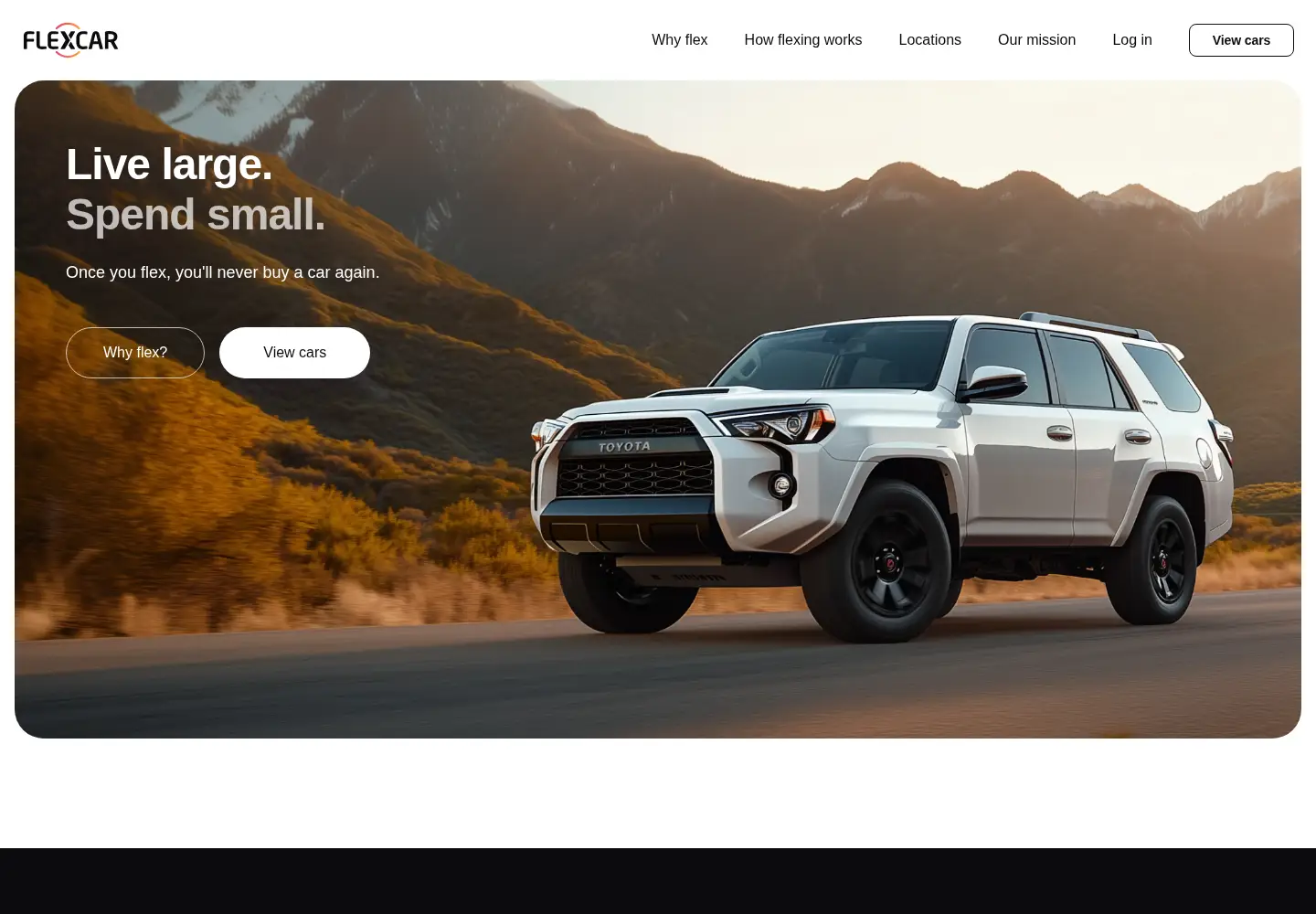 Captured homepage of flexcar.com in the current scan