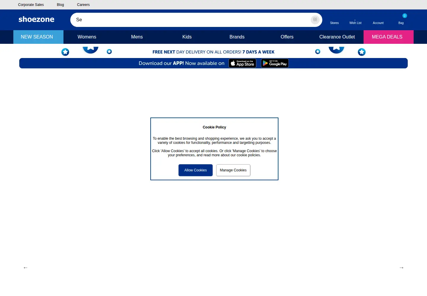 Screenshot of shoezone.com