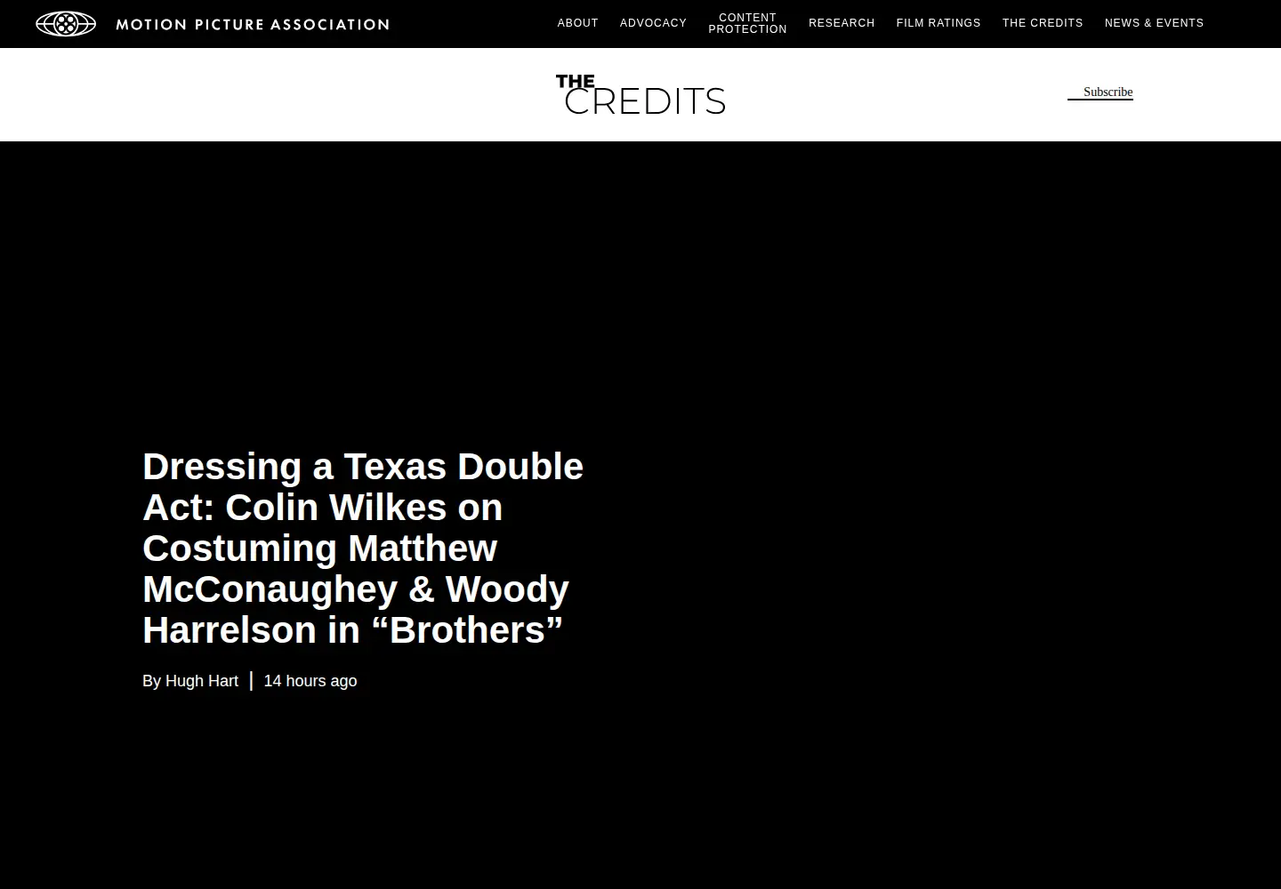 Captured homepage of thecredits.org in the current scan