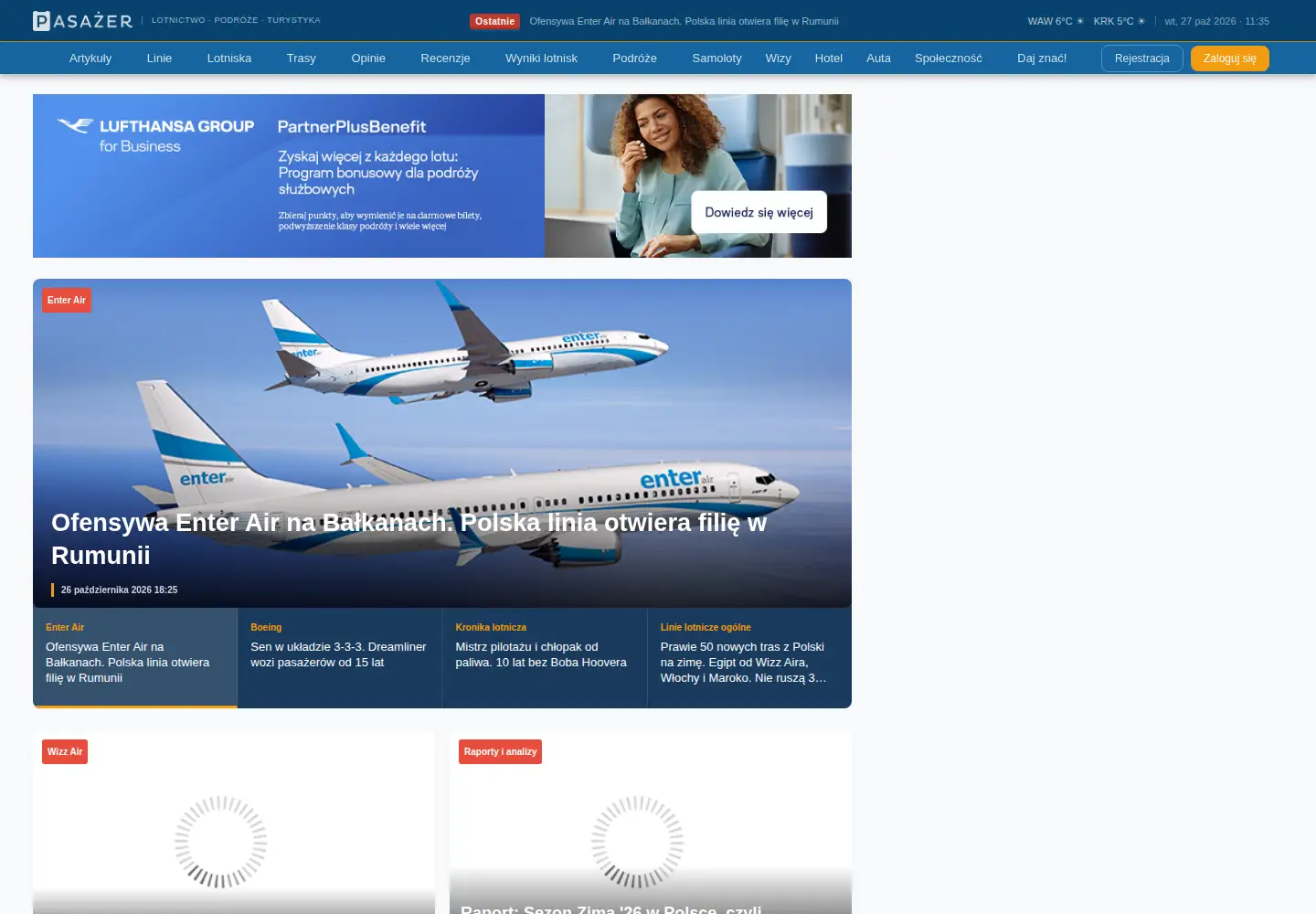 Captured homepage of pasazer.com in the current scan