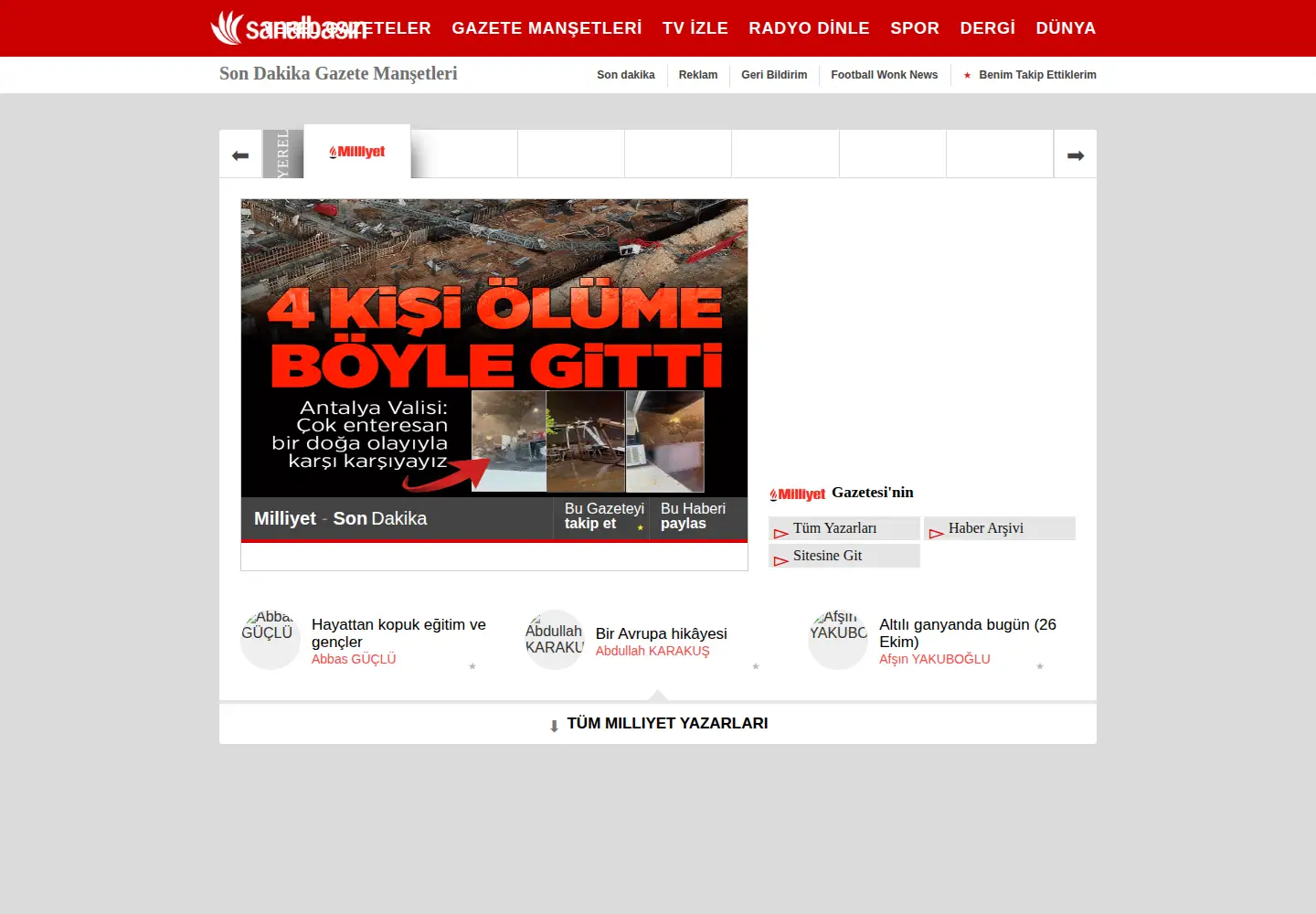 Captured homepage of sanalbasin.com in the current scan