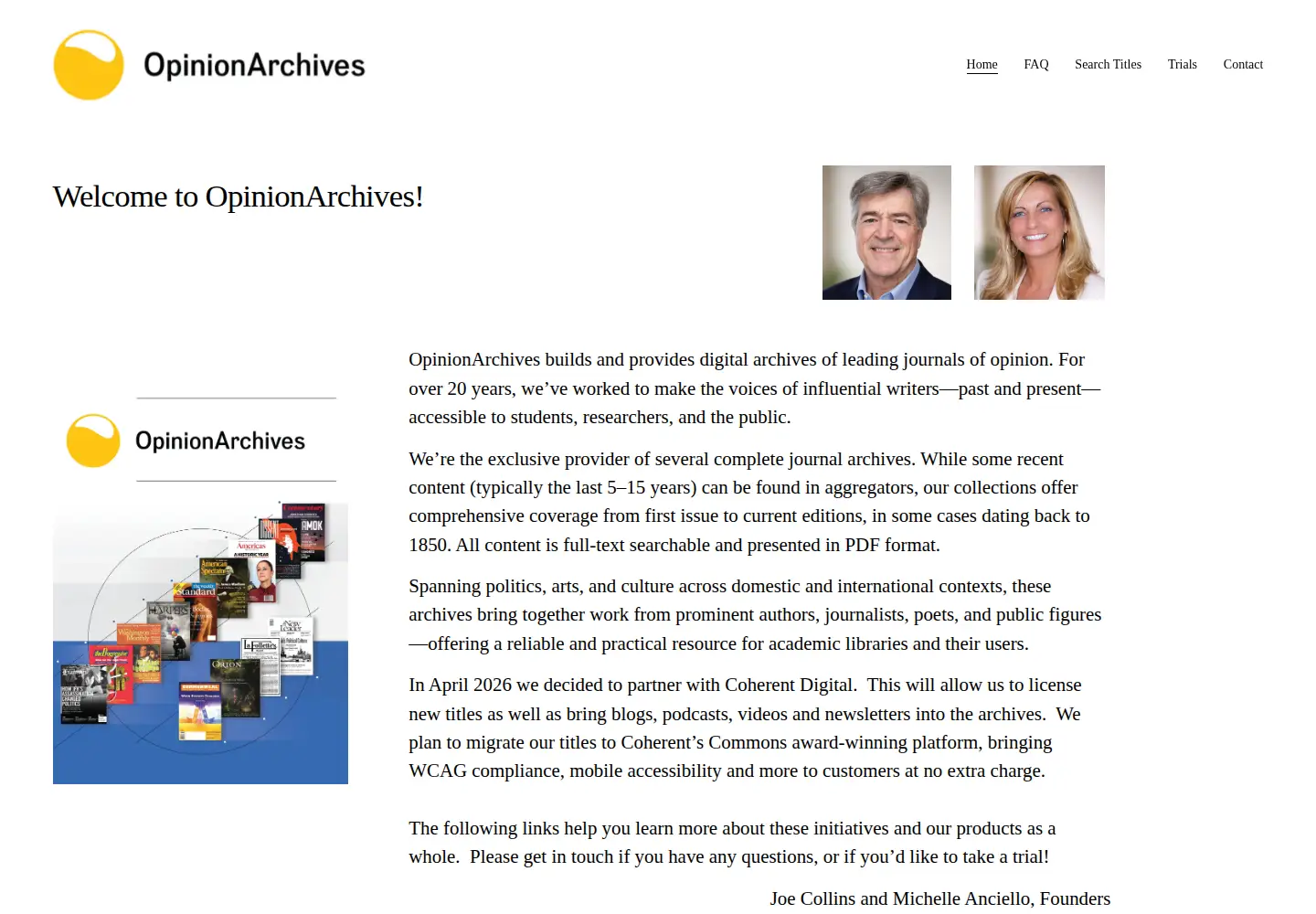 Screenshot of opinionarchives.com