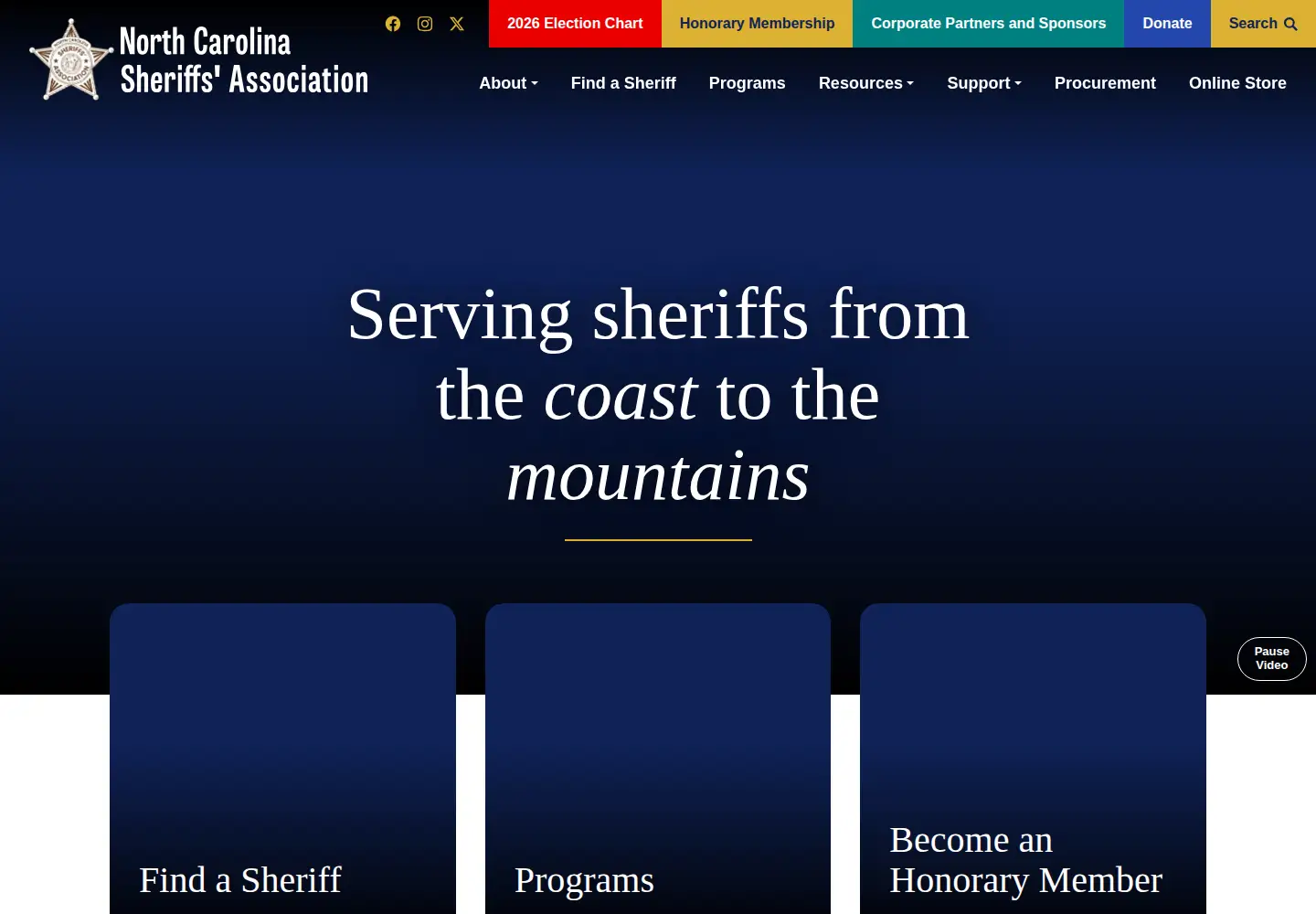 Captured homepage of ncsheriffs.org in the current scan