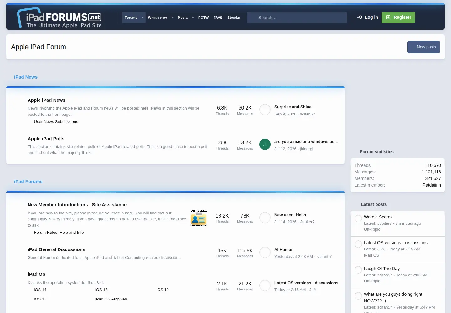 Screenshot of ipadforums.net