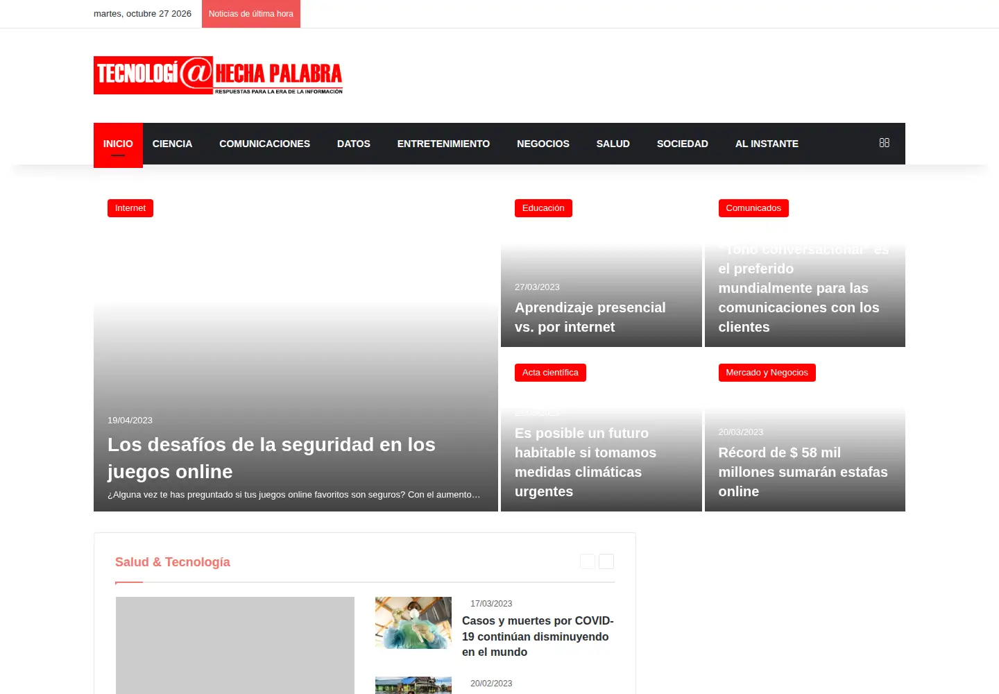 Captured homepage of tecnologiahechapalabra.com in the current scan