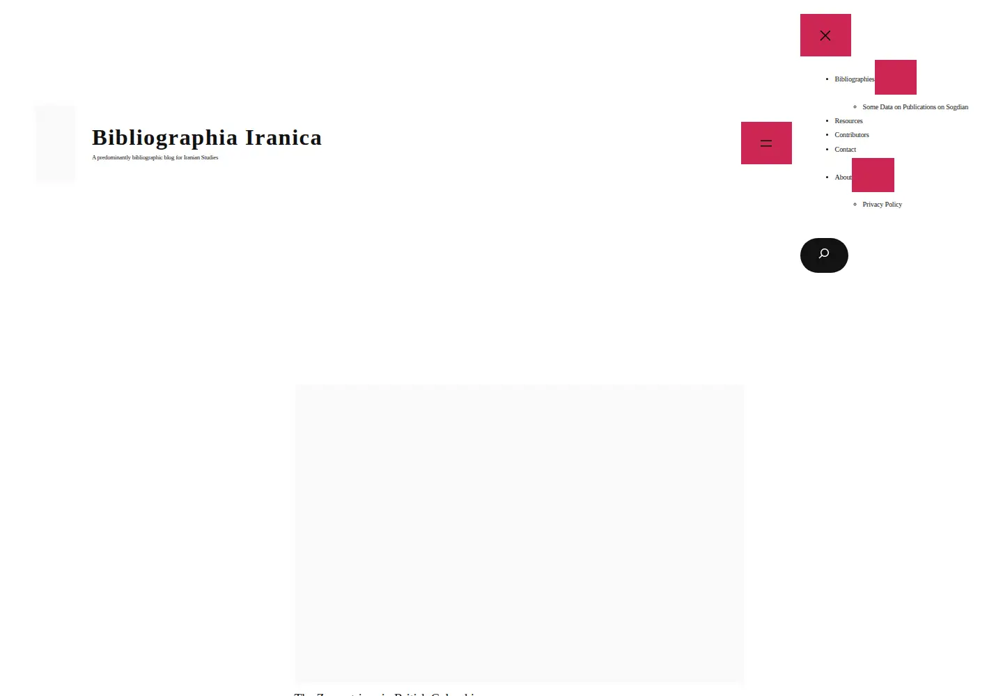 Captured homepage of biblioiranica.info in the current scan