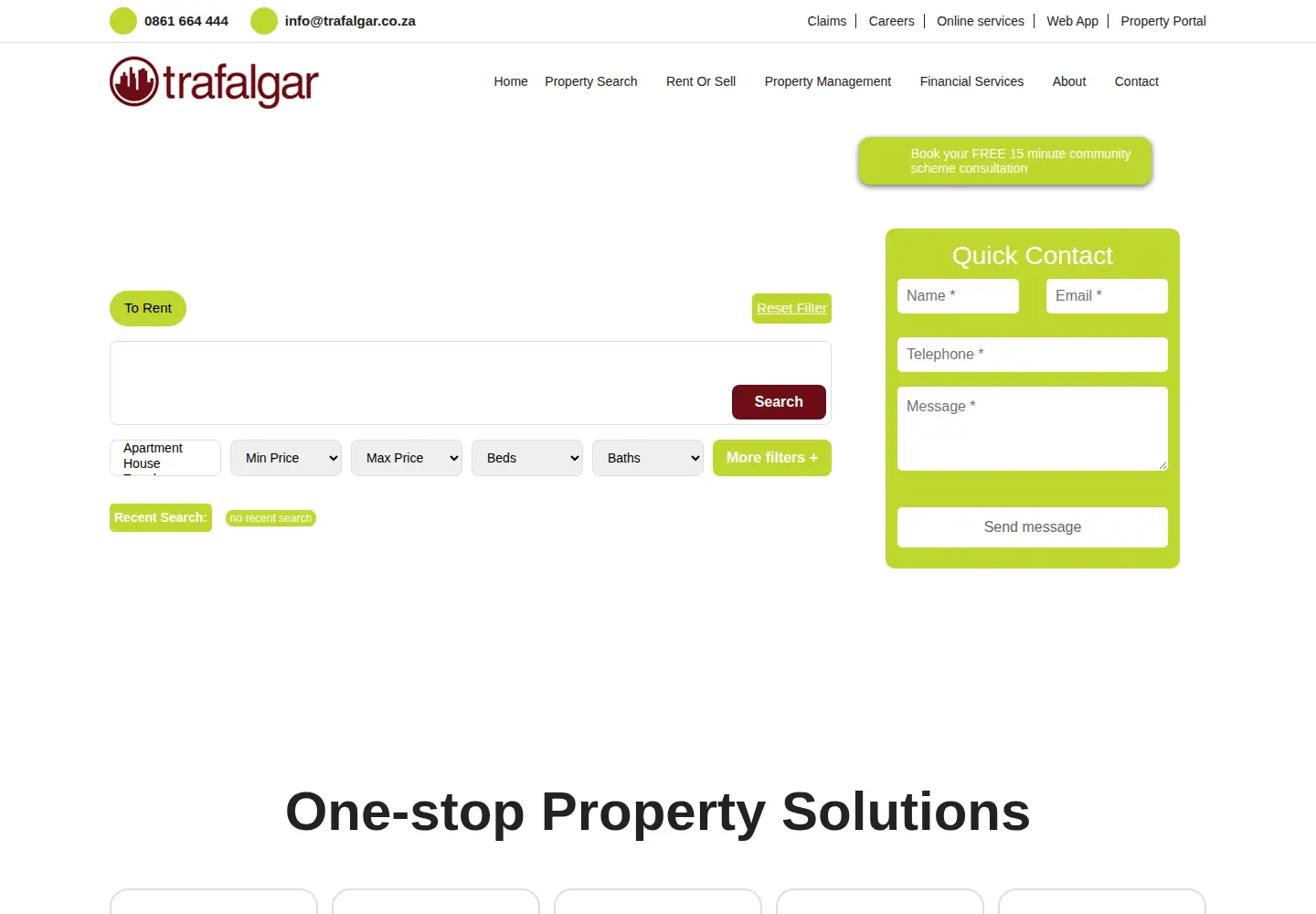 Screenshot of trafalgar.co.za