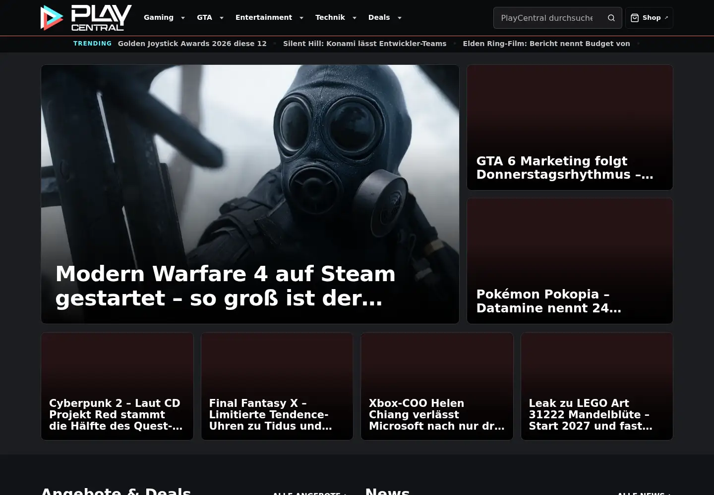 Screenshot of playcentral.de