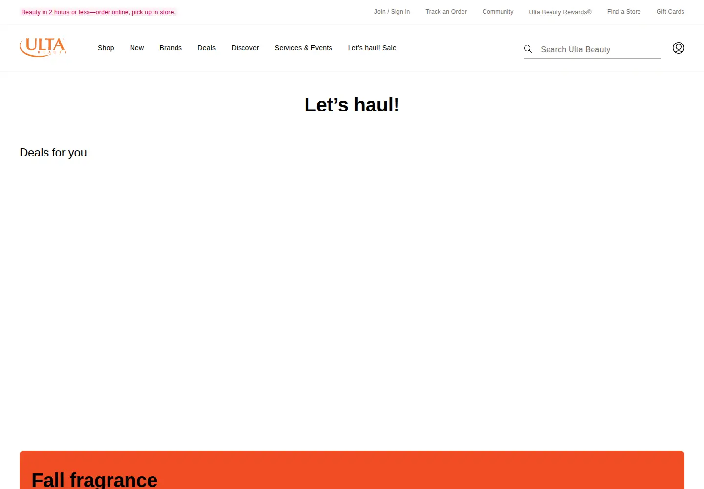Screenshot of ulta.com