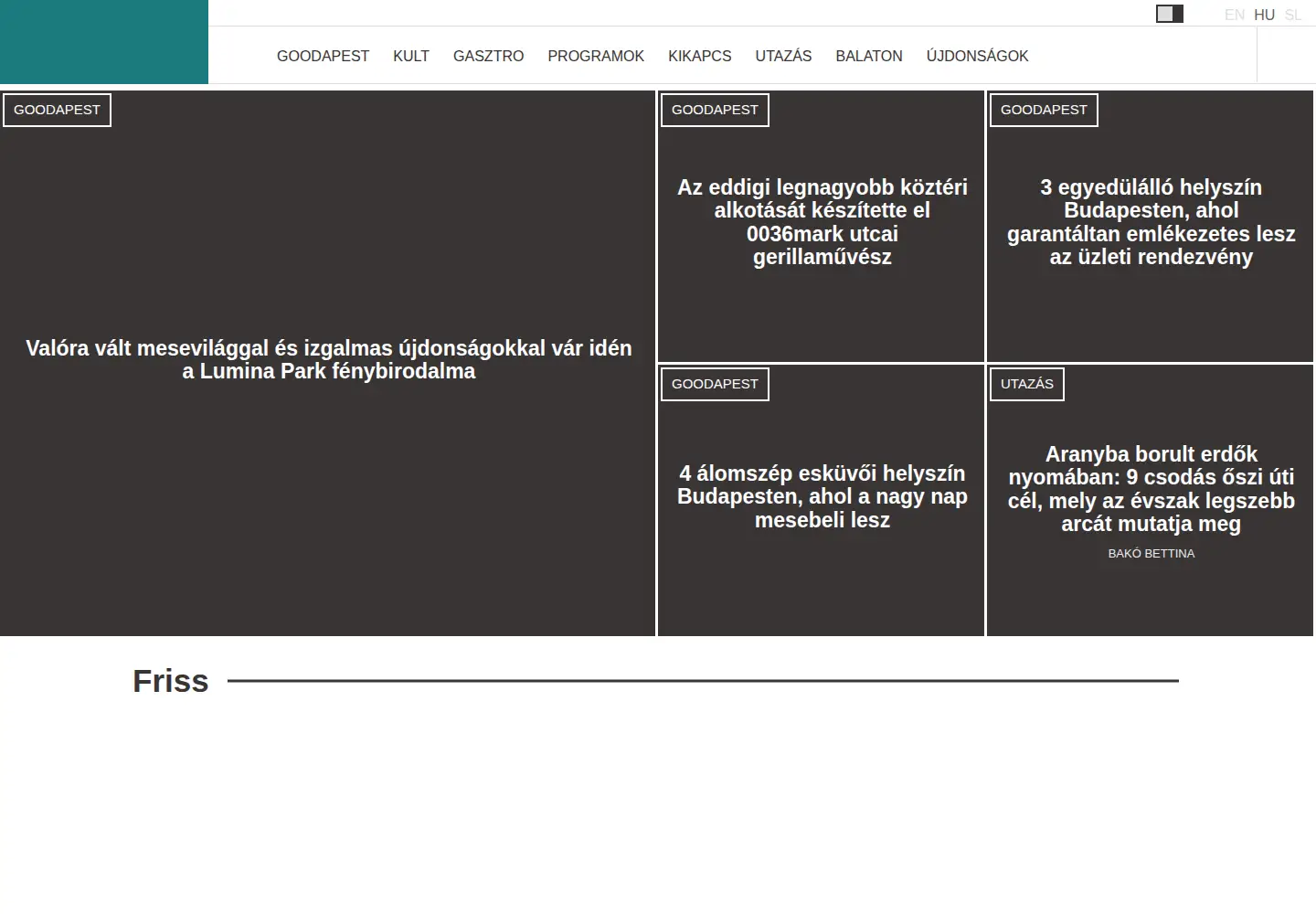 Captured homepage of funzine.hu in the current scan