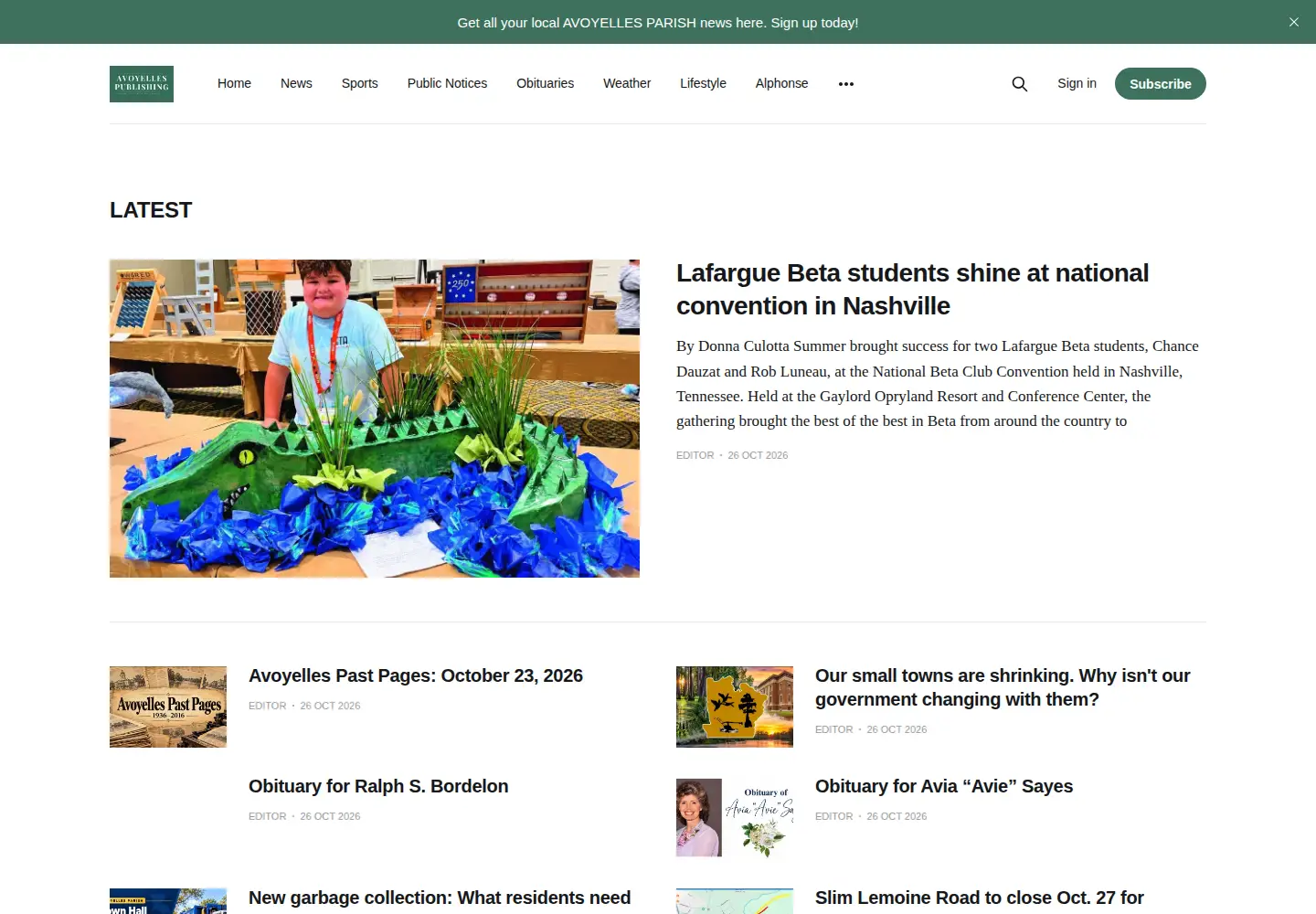 Screenshot of avoyellestoday.com