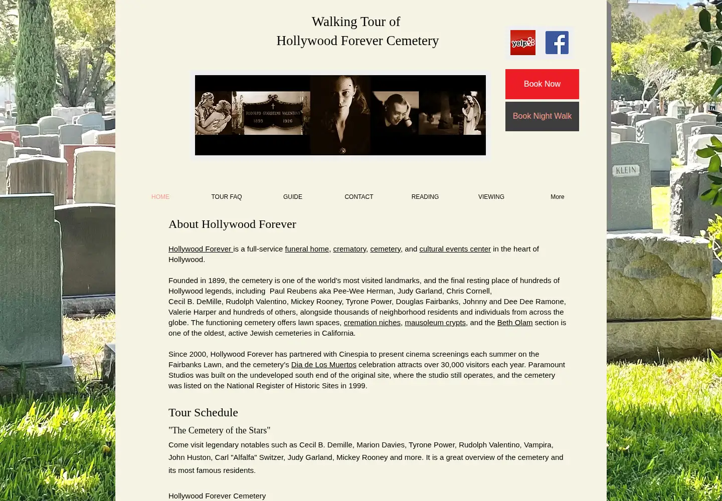 Captured homepage of cemeterytour.com in the current scan