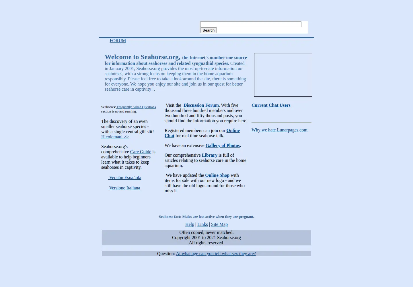 Screenshot of seahorse.org