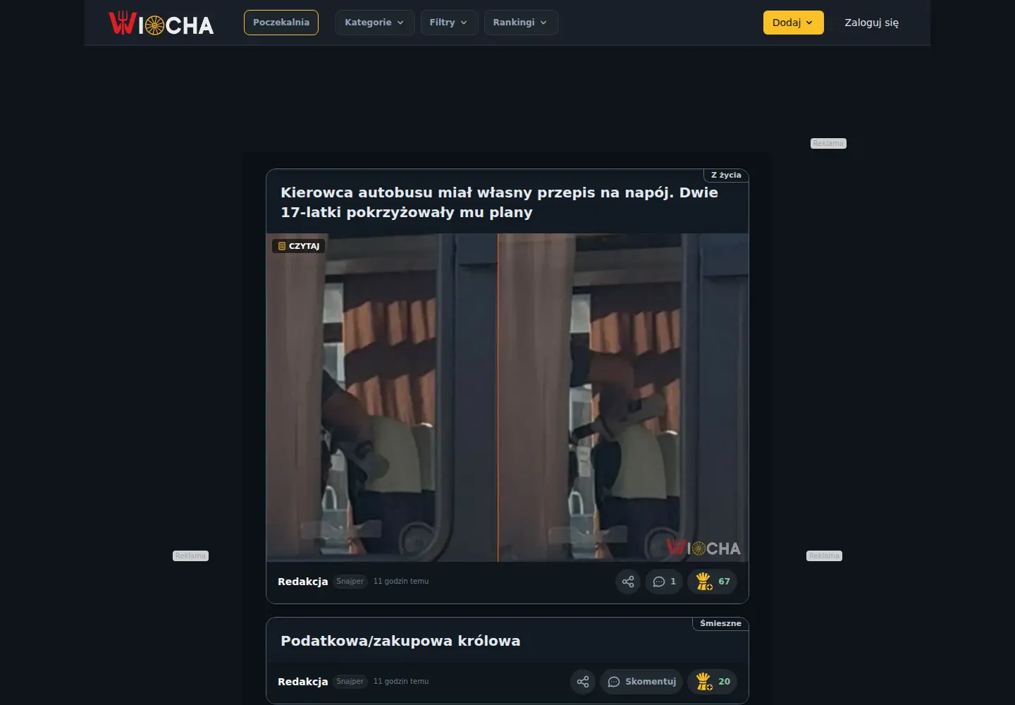 Captured homepage of wiocha.pl in the current scan