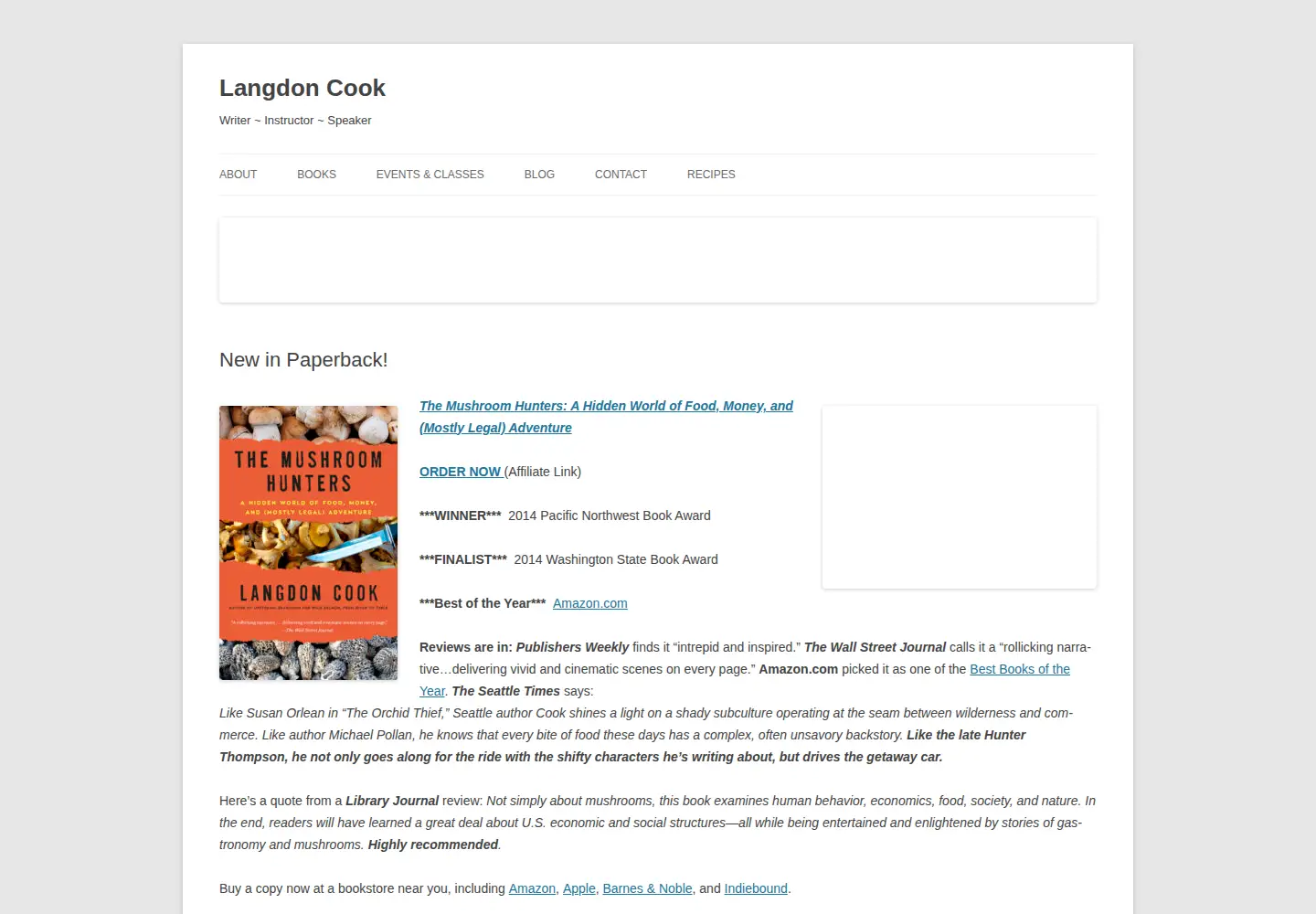 Captured homepage of langdoncook.com in the current scan