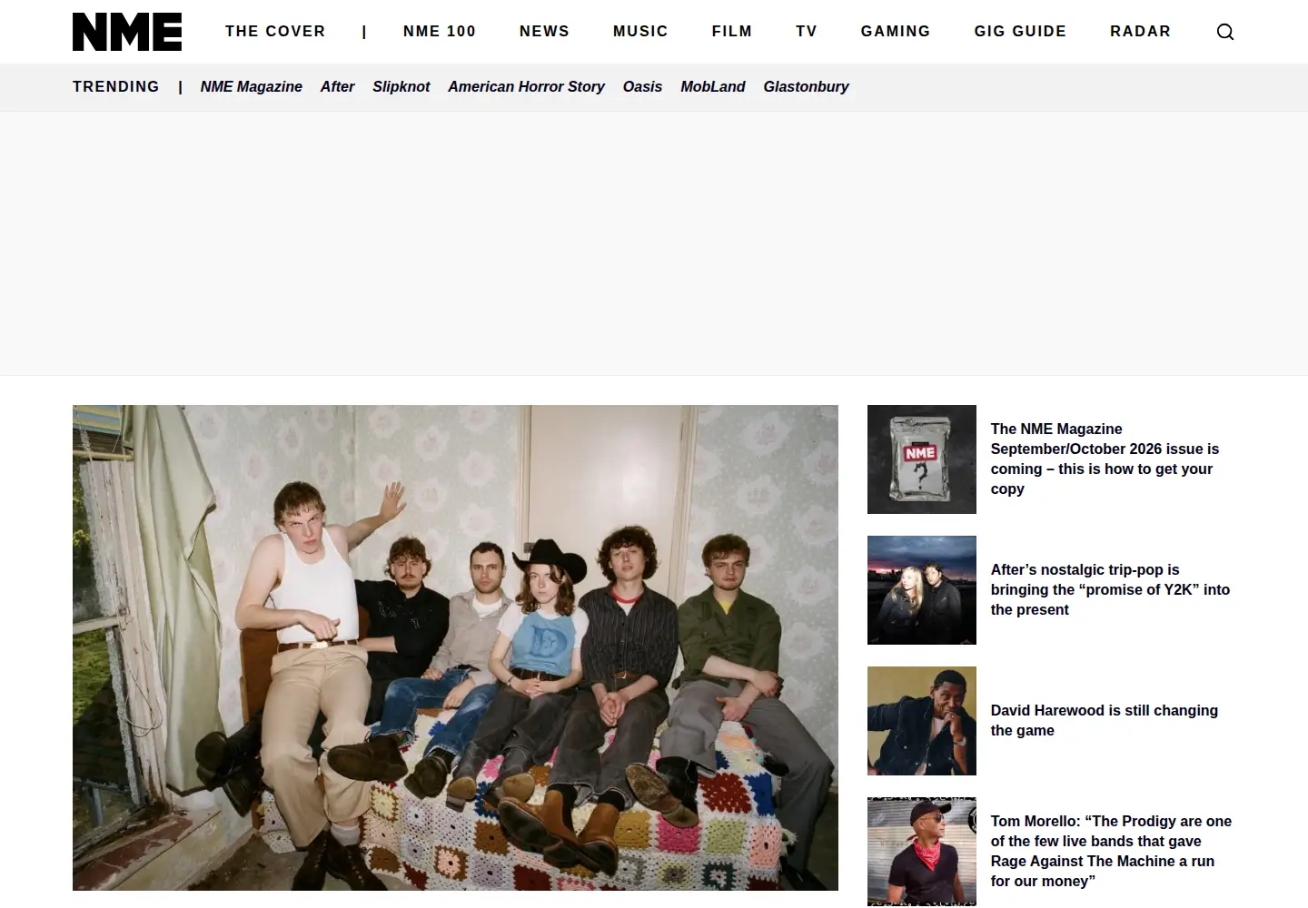 Screenshot of nme.com