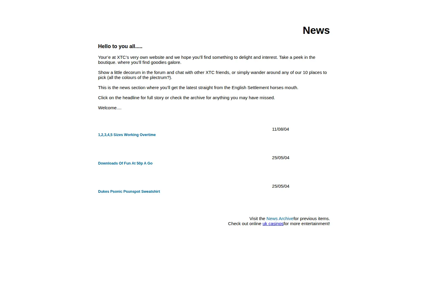 Captured homepage of xtcidearecords.co.uk in the current scan
