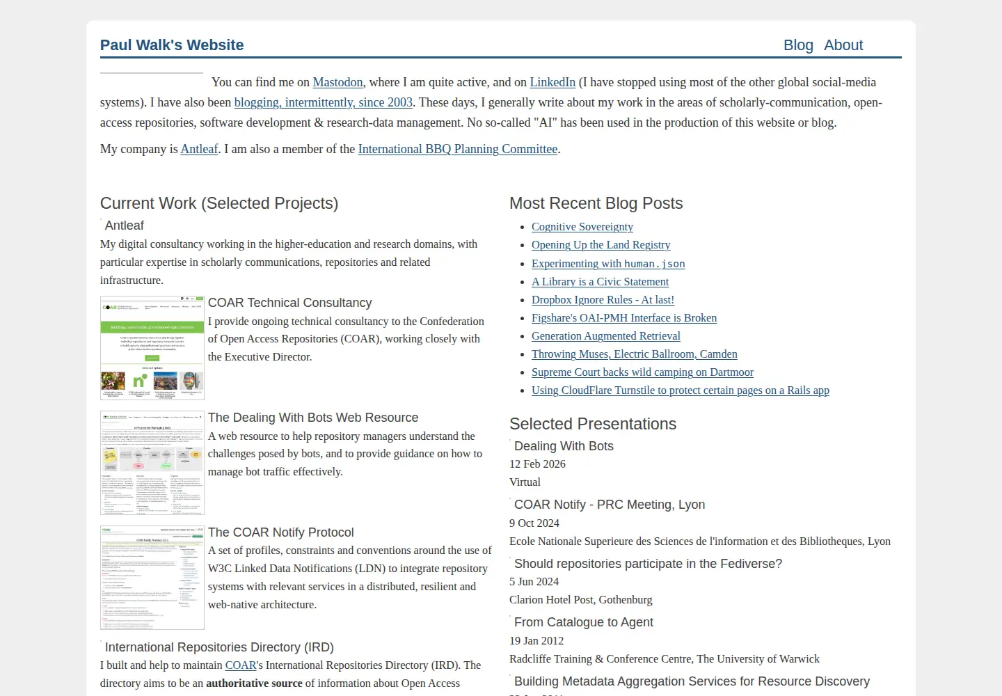 Screenshot of paulwalk.net