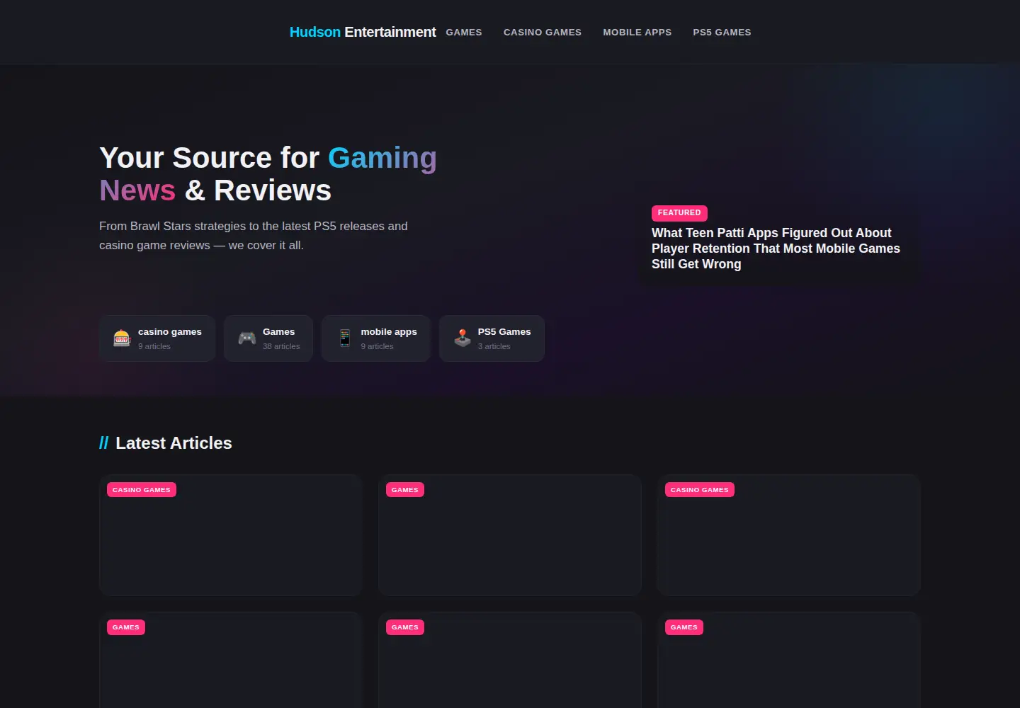 Screenshot of hudsonentertainment.com
