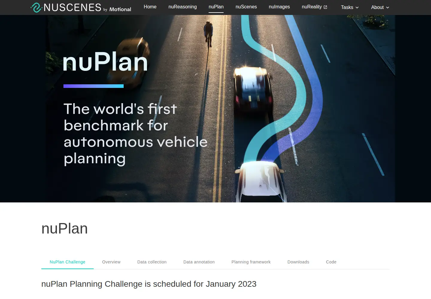 Captured homepage of nuplan.org in the current scan