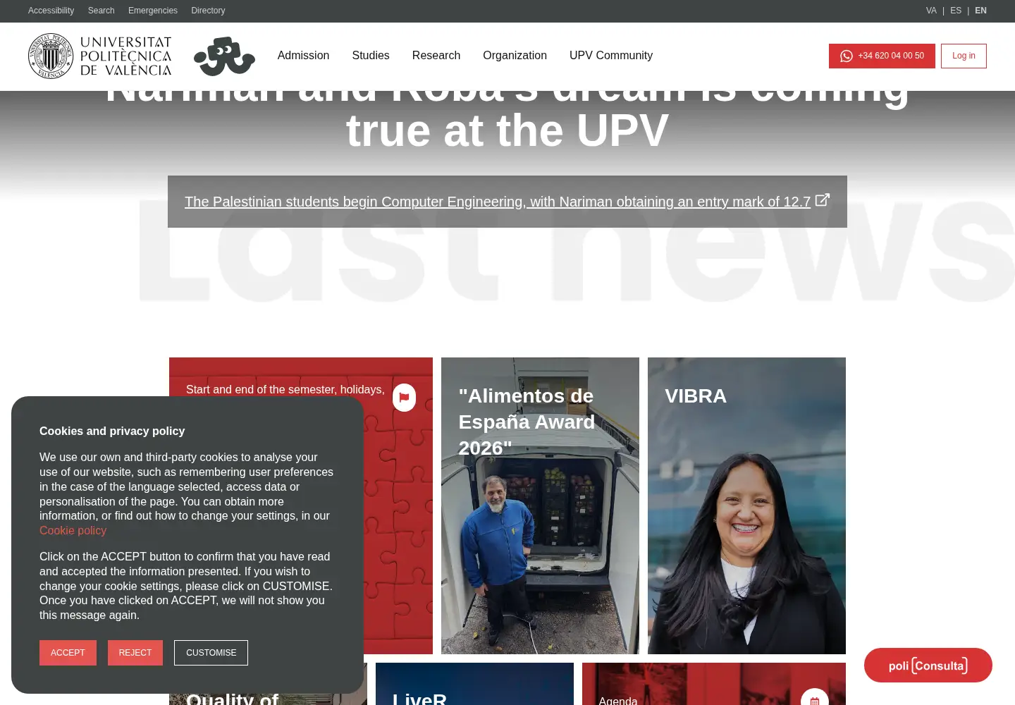 Screenshot of upv.es