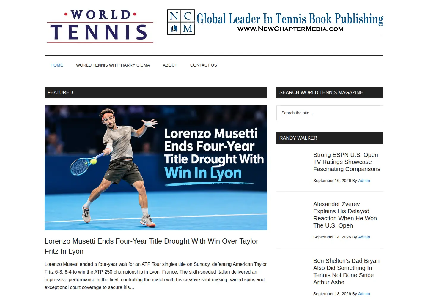 Screenshot of worldtennismagazine.com