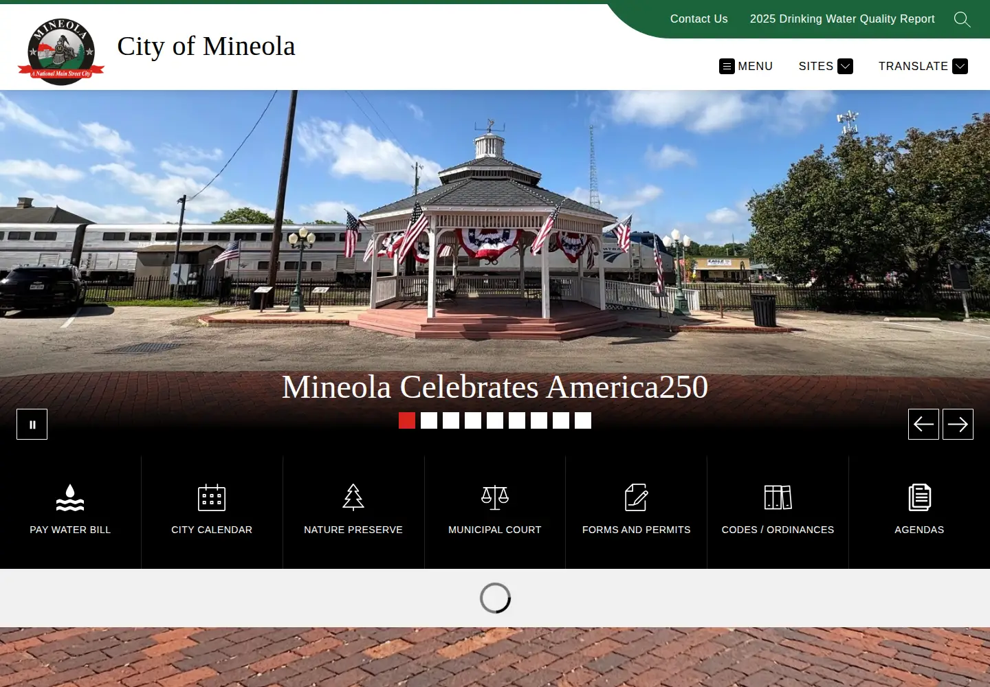 Captured homepage of mineola.com in the current scan