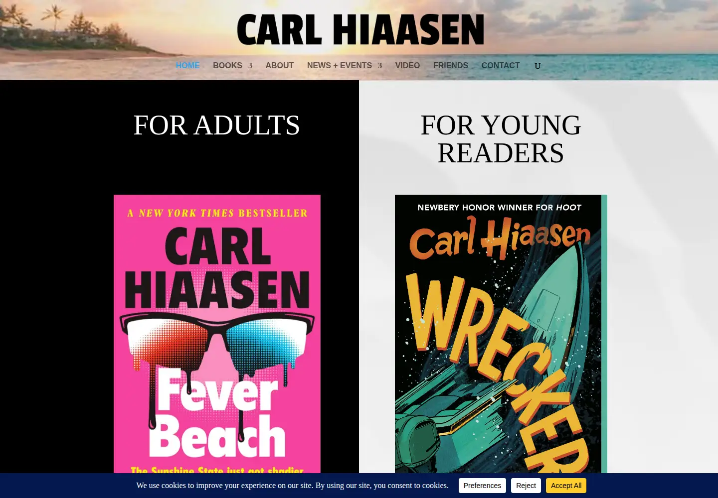 Screenshot of carlhiaasen.com