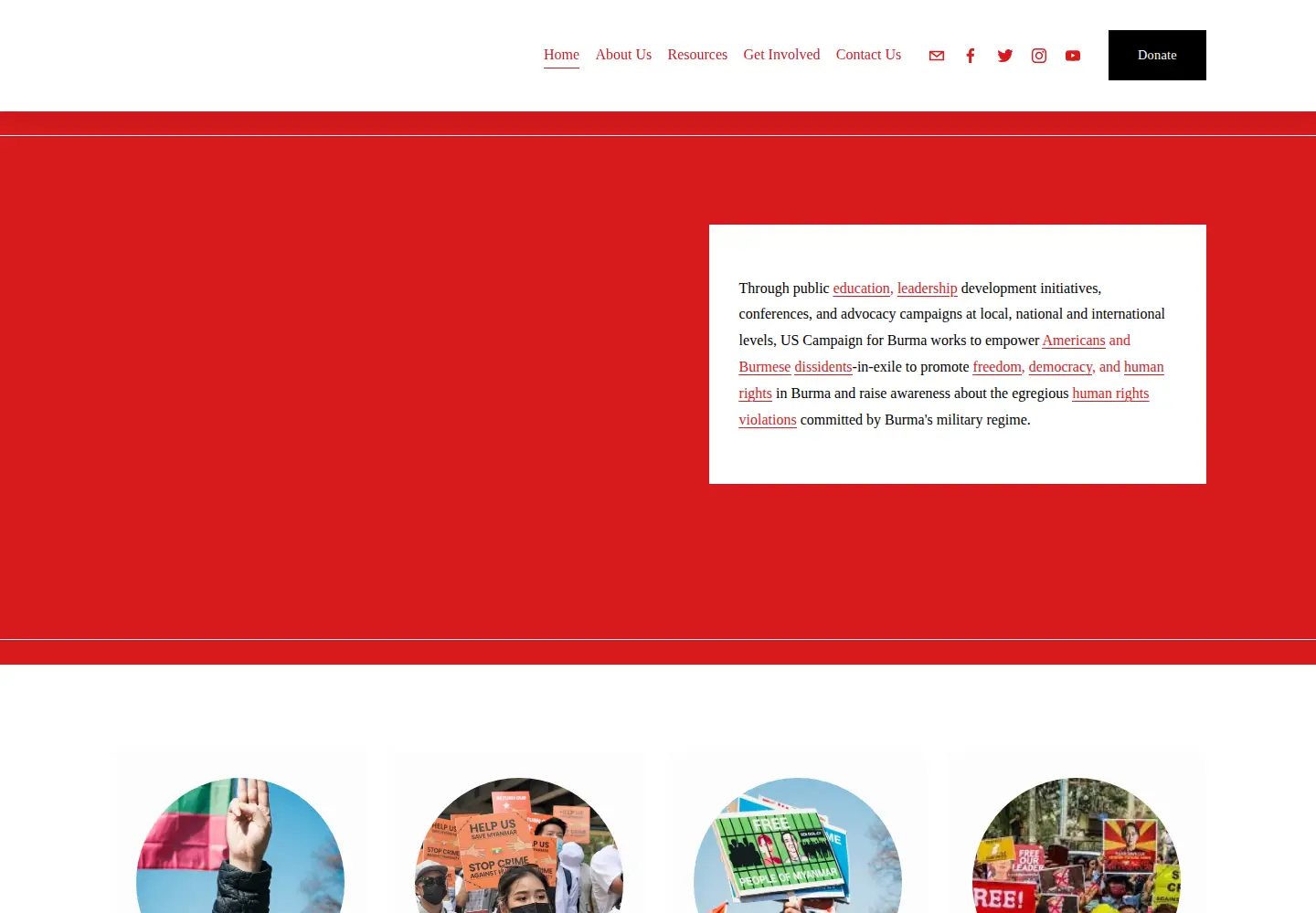Screenshot of uscampaignforburma.org
