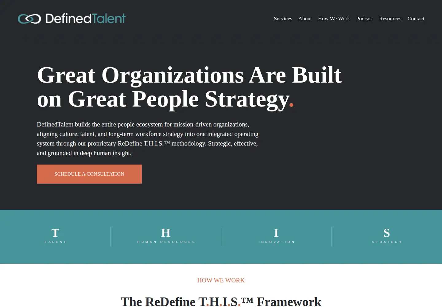 Captured homepage of definedtalent.com in the current scan
