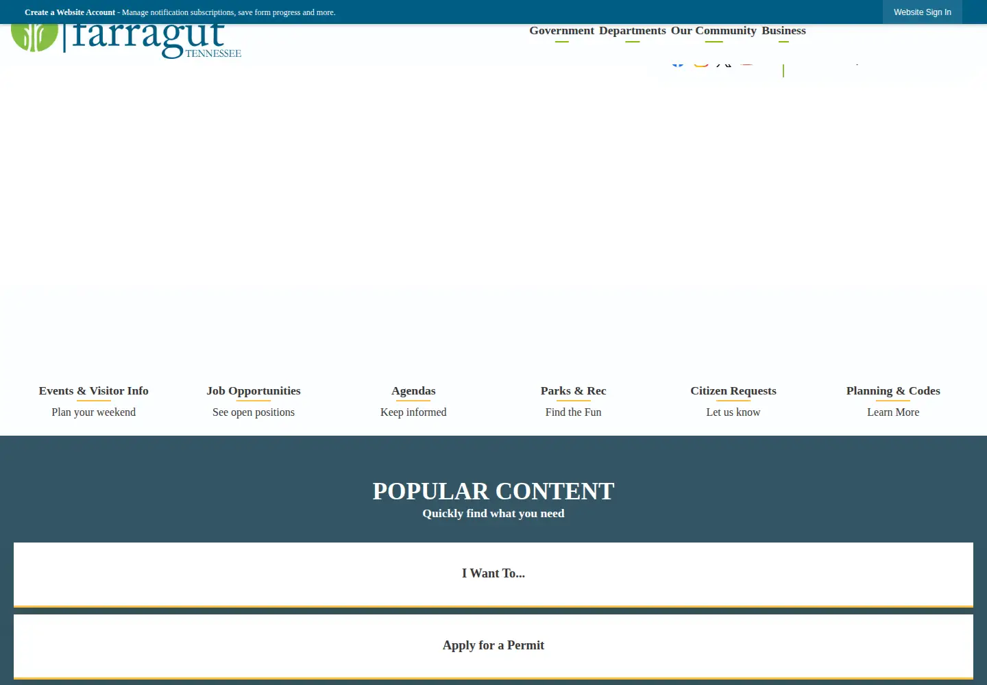 Captured homepage of townoffarragut.org in the current scan