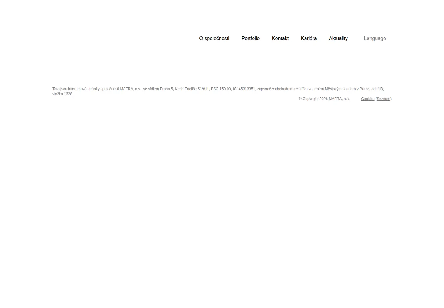 Captured homepage of mafra.cz in the current scan