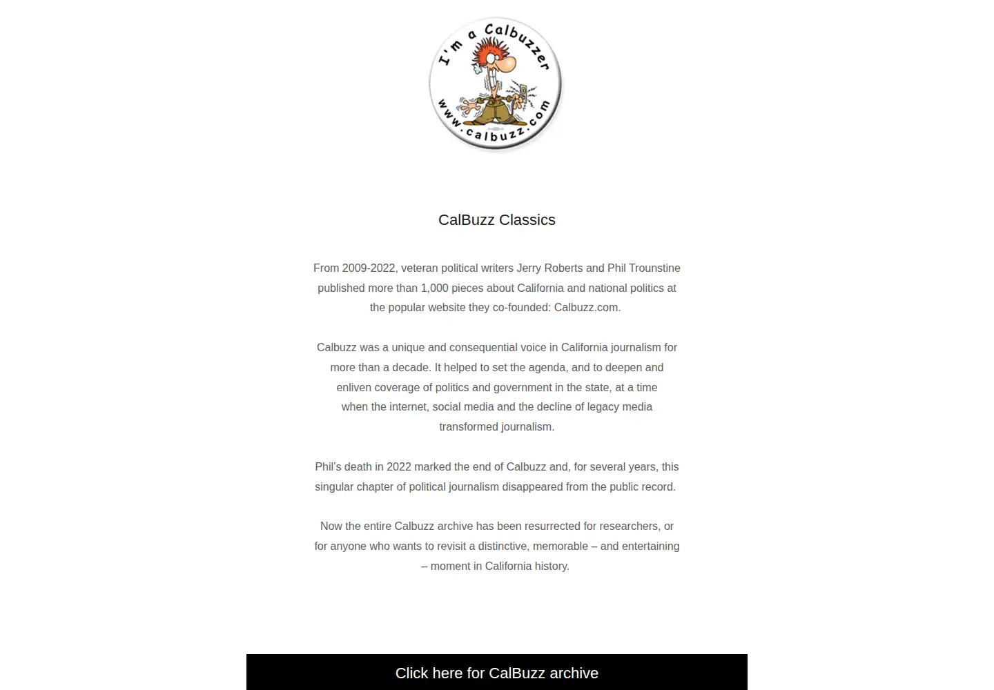 Screenshot of calbuzz.com