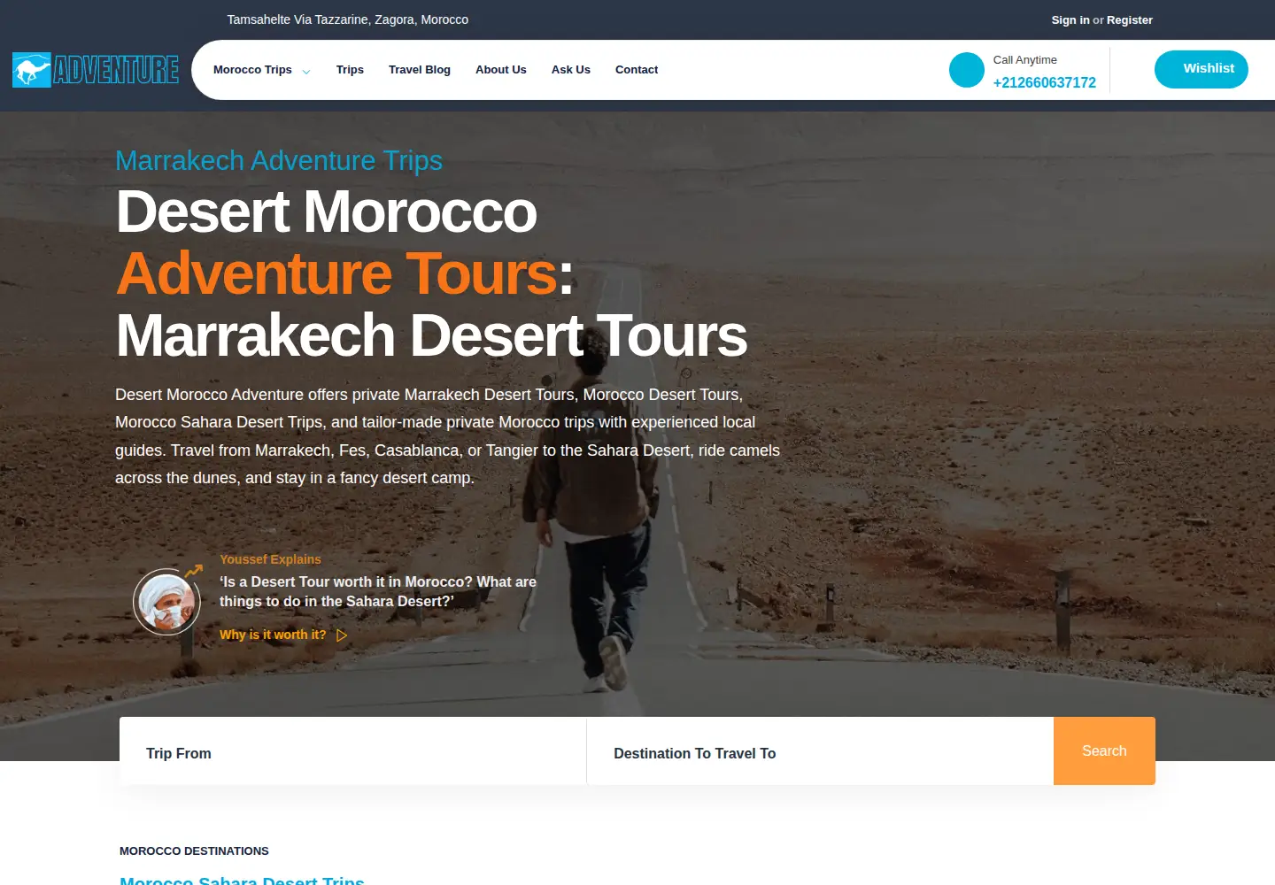 Captured homepage of desertmoroccoadventure.com in the current scan