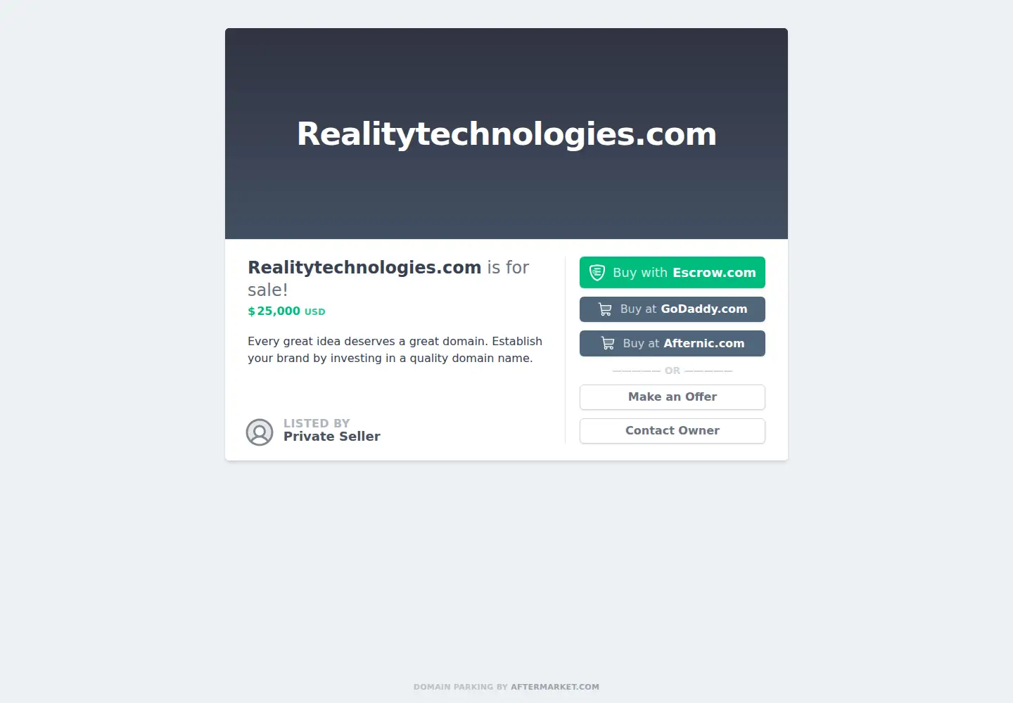 Captured homepage of realitytechnologies.com in the current scan