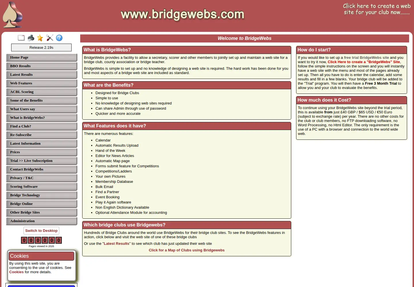 Screenshot of bridgewebs.com