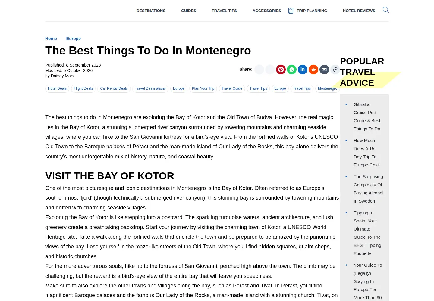 Screenshot of visit-montenegro.org