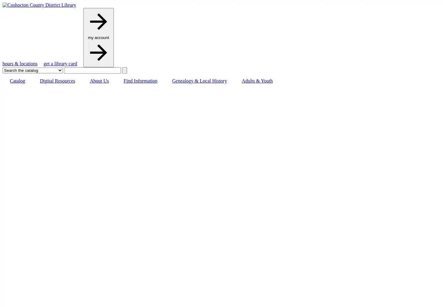 Screenshot of coshoctonlibrary.org