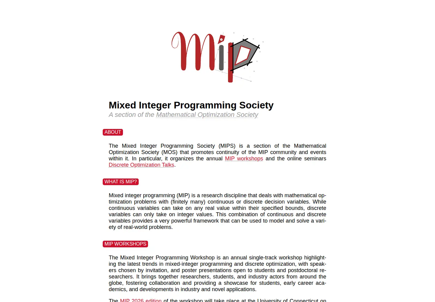 Screenshot of mixedinteger.org