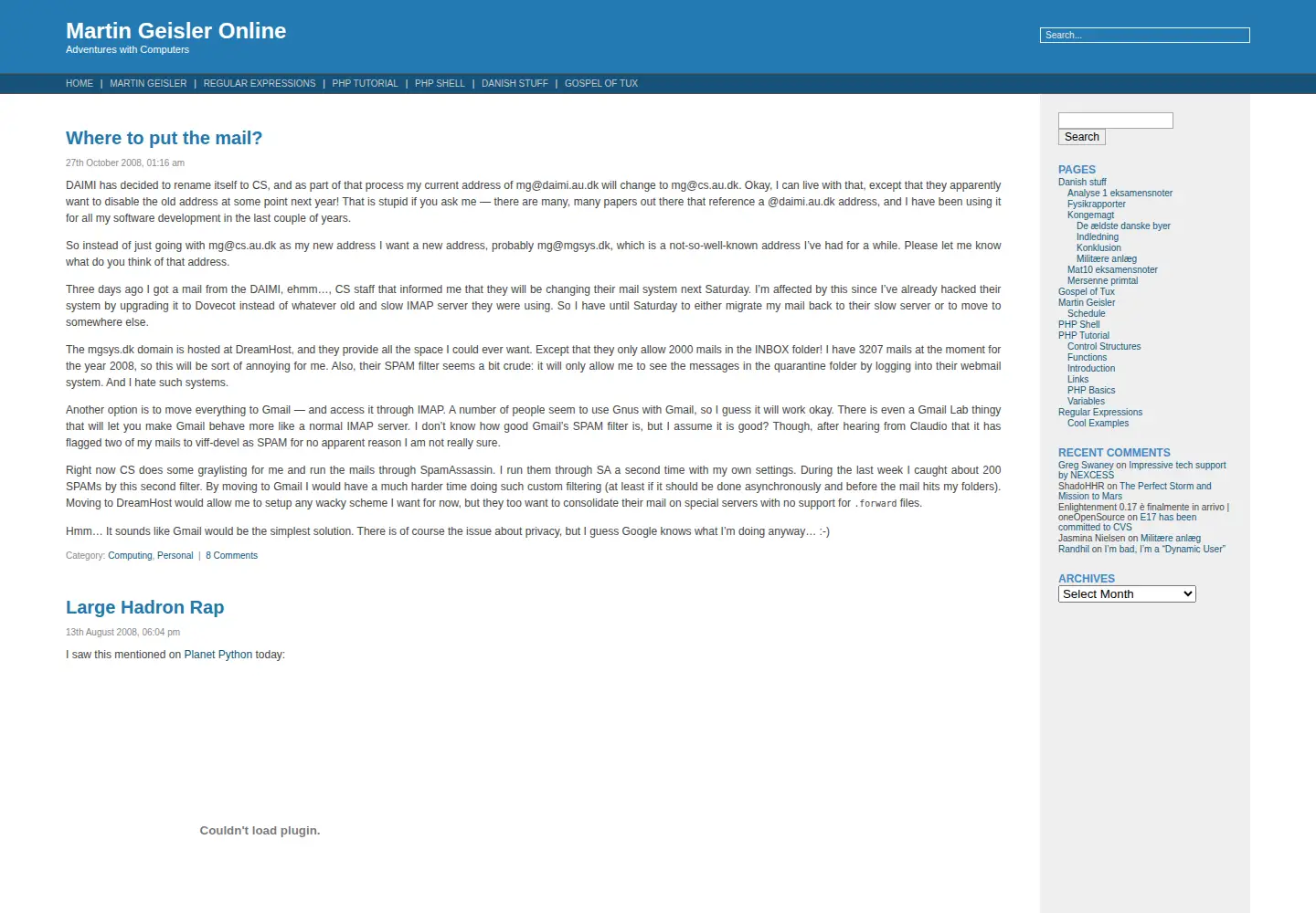 Screenshot of mgeisler.net