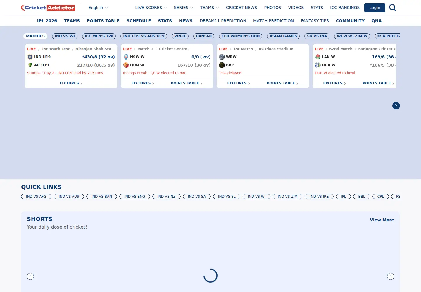 Screenshot of cricketaddictor.com