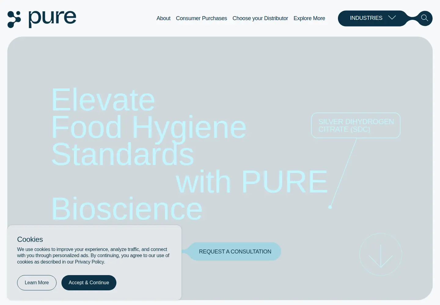 Captured homepage of purebio.com in the current scan