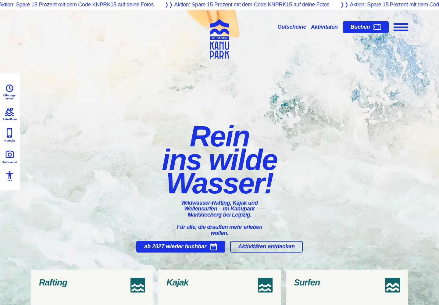 Captured homepage of kanupark-markkleeberg.com in the current scan