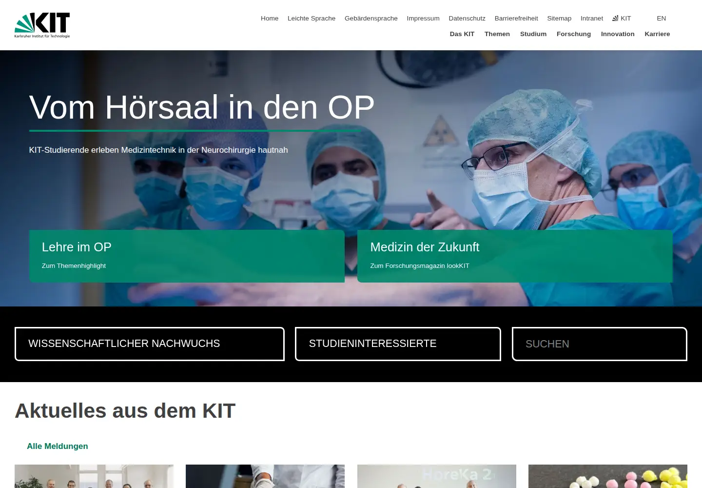 Screenshot of kit.edu