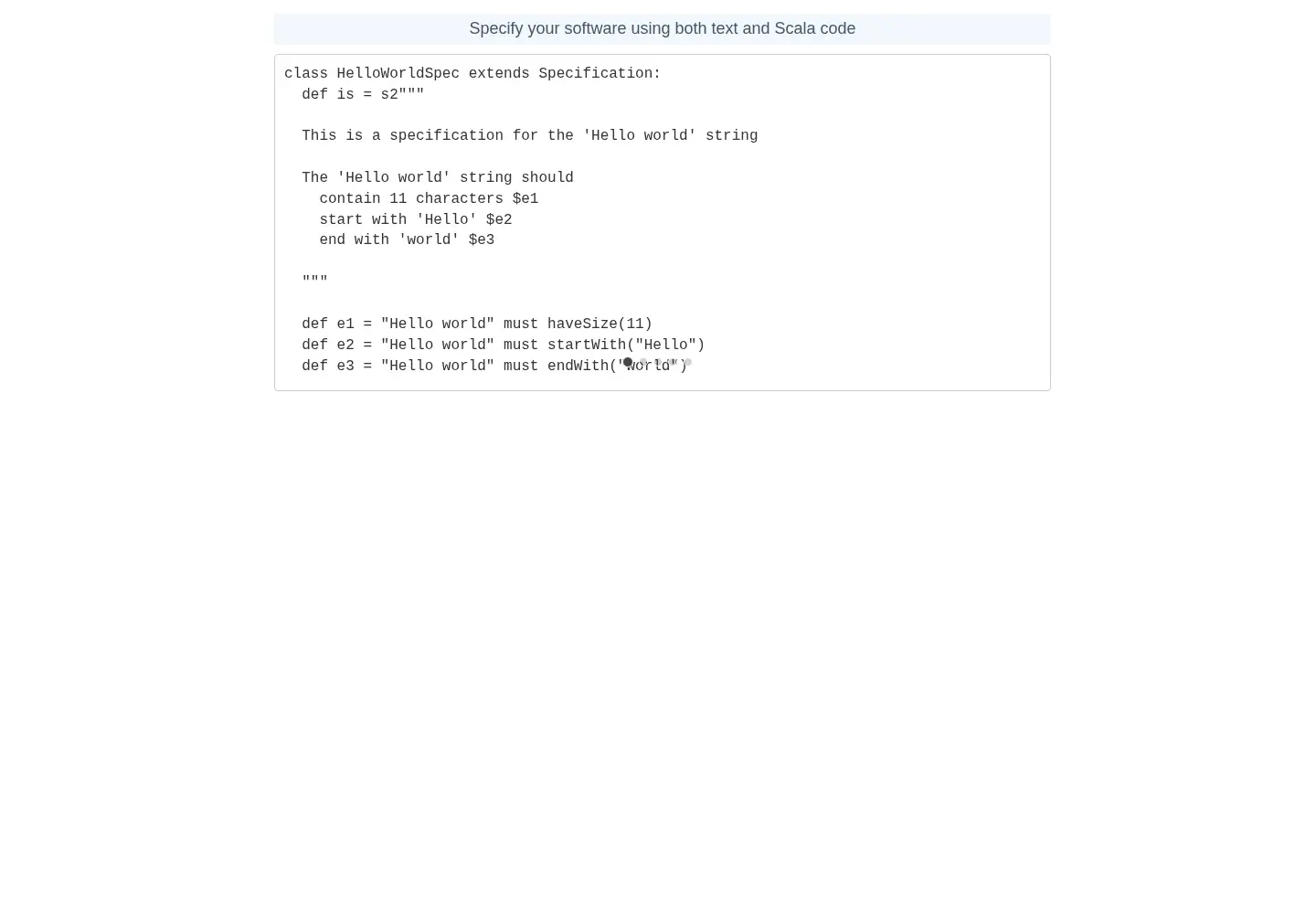 Captured homepage of specs2.org in the current scan