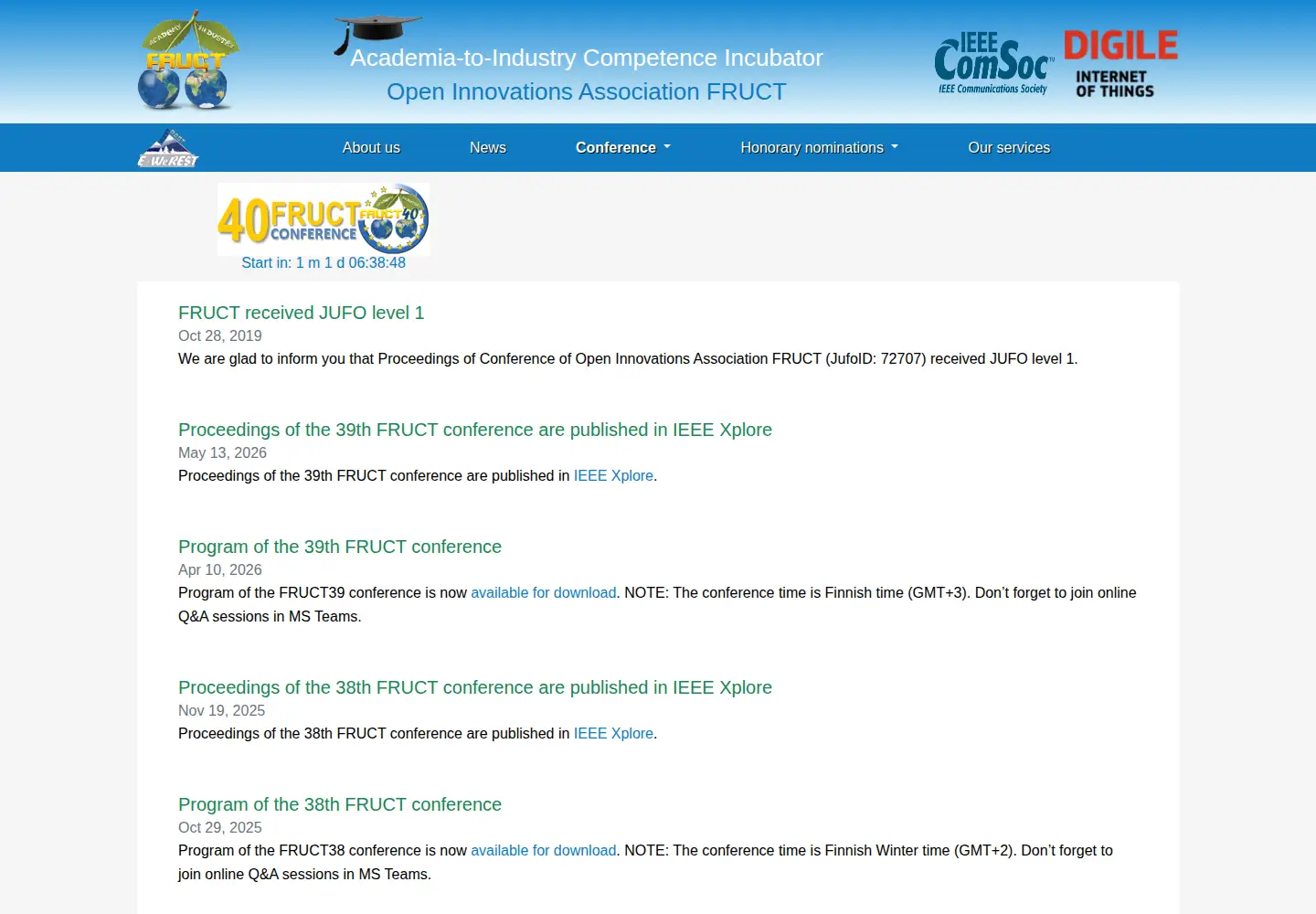 Captured homepage of fruct.org in the current scan