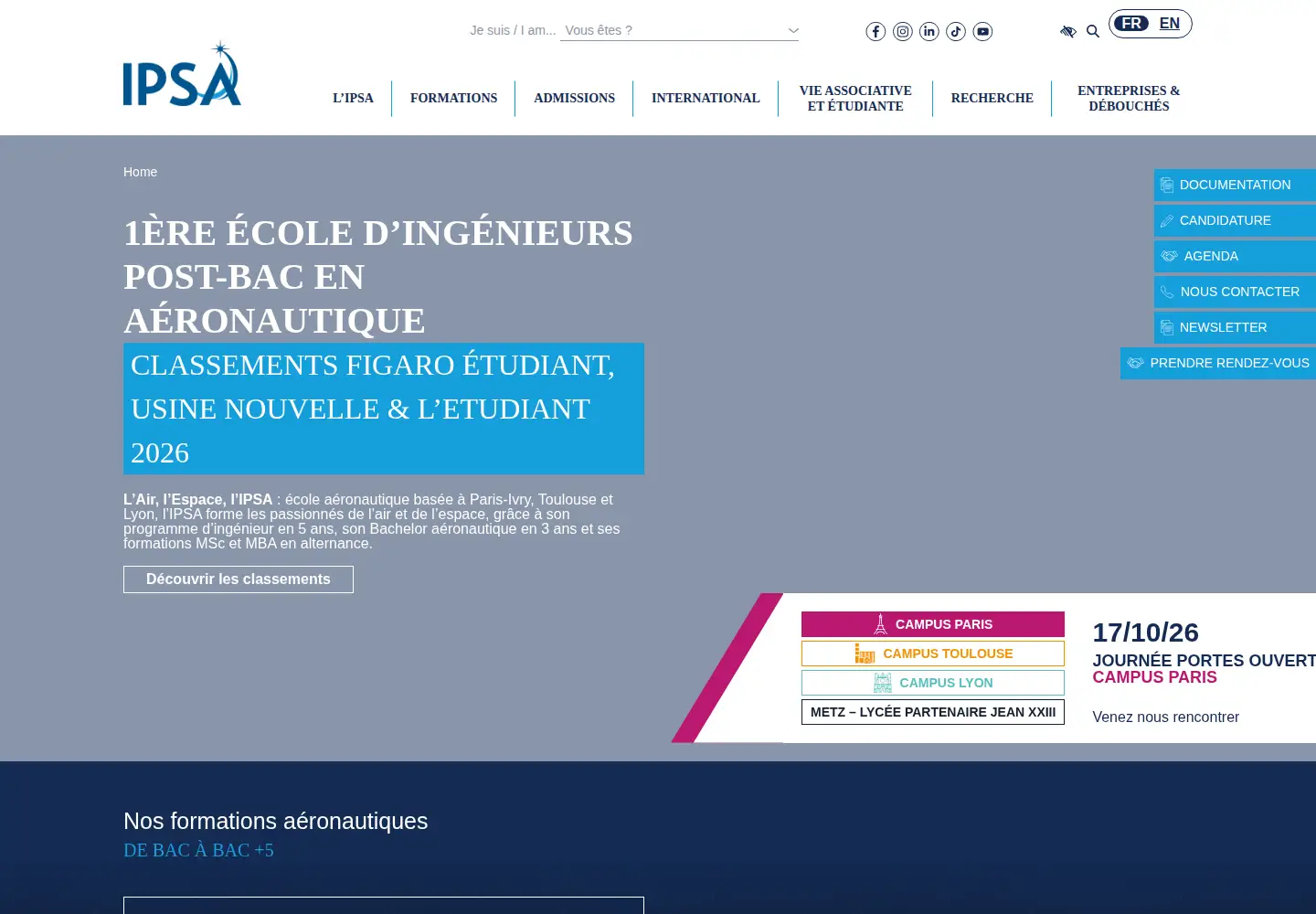Screenshot of ipsa.fr