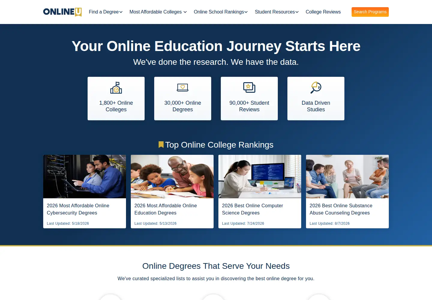 Screenshot of onlineu.com