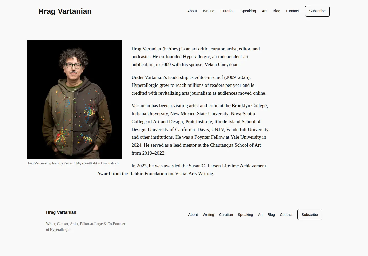 Captured homepage of hragvartanian.com in the current scan